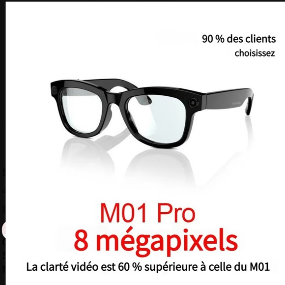 Smart Glasses with Camera - Black